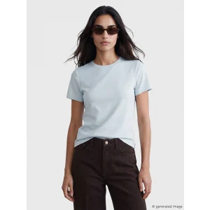 LCW Vision Mavi Bisiklet Yaka Kadın Crop