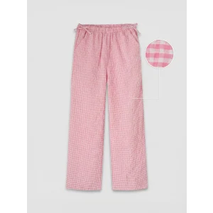 LCW Kids Pembe Loose Fit Ekose Kız Çocuk Pantolon