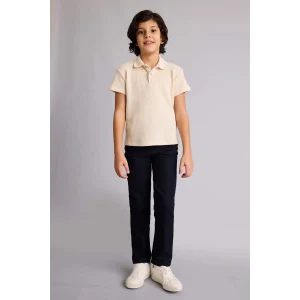 Defacto G7091A8ER233 Ekru Polo Tişört Gabardin Pantolon 2li Takım Erkek Çocuk