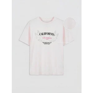LCW Kids Pembe Taşlı California Baskılı Kız Çocuk Tişört