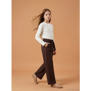 LCW Kids Kahverengi Beli Lastikli Kız Çocuk Pileli Pantolon