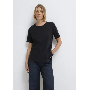 Mavi 1614174-900 Yırtmaç Detaylı Siyah Tişört