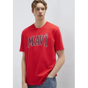 Mavi 0611711-70467 Mavi Logo Baskılı Kırmızı Tişört