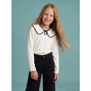 LCW Kids Ekru Bebe Yaka Kız Çocuk Tişört