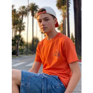 LCW Kids Turuncu Baskılı Erkek Çocuk Tişört