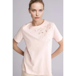 Defacto H1421AXPN127 Pembe Regular Fıt Bisiklet Yaka Nakış Baskı Baskılı Penye Kısa Kollu Tişört