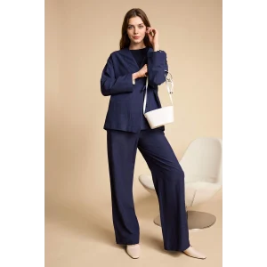 Defacto F7960AXNV31 Lacivert Wıde Leg Keten Karışımlı Pantolon