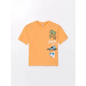 LCW Kids Turuncu Oversize Bisiklet Yaka Erkek Çocuk Tişört