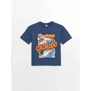 LCW Kids Lacivert Oversize Bisiklet Yaka Erkek Çocuk Tişört