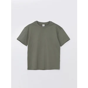 LCW Kids Haki Oversize Bisiklet Yaka Erkek Çocuk Tişört