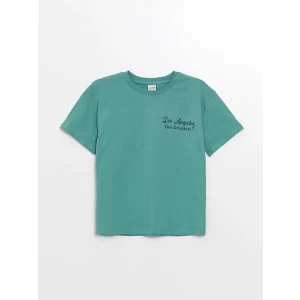 LCW Kids Yeşil Oversize Bisiklet Yaka Erkek Çocuk Tişört