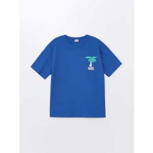 LCW Kids Mavi Oversize Bisiklet Yaka Erkek Çocuk Tişört