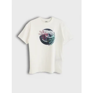 LCW Kids Ekru Oversize Bisiklet Yaka Erkek Çocuk Tişört