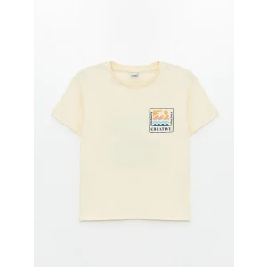 LCW Kids Bej Oversize Bisiklet Yaka Erkek Çocuk Tişört