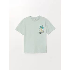 LCW Kids Turkuaz Oversize Bisiklet Yaka Erkek Çocuk Tişört