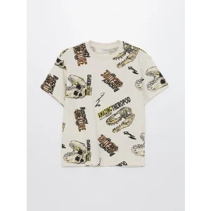 LCW Kids Kahverengi Oversize Bisiklet Yaka Erkek Çocuk Tişört