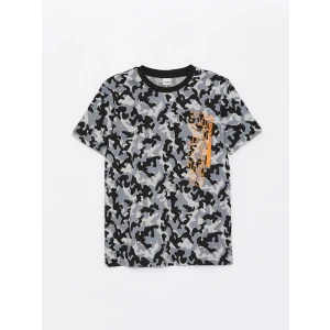 LCW Kids Haki Bisiklet Yaka Baskılı Kısa Kollu Erkek Çocuk Tişört