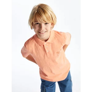 LCW Kids Turuncu Polo Yaka Baskılı Kısa Kollu Erkek Çocuk Tişört