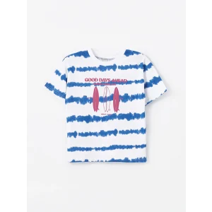 LCW Kids Beyaz Oversize Bisiklet Yaka Erkek Çocuk Tişört