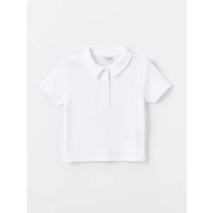 LCW Kids Beyaz Polo Yaka Kısa Kollu Kız Çocuk Tişört