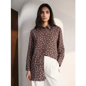 LCW Modest Kahverengi Puantiyeli Kadın Gömlek Tunik