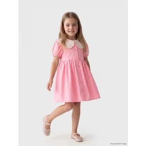 LCW Kids Pembe Bebe Yaka Kız Çocuk Elbise