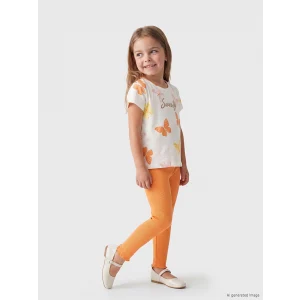 LCW Kids Ekru Kelebek Baskılı Kız Çocuk ve Tayt