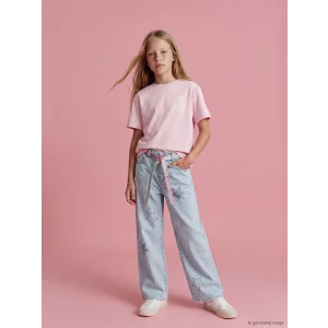 LCW Kids Mavi Wideleg Taş İşlemeli Kız Çocuk Jean Pantolon