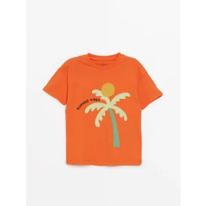 LCW Kids Turuncu Bisiklet Yaka Kısa Kollu Nakışlı Erkek Bebek Tişört