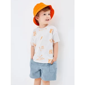 LCW Kids Gri Bisiklet Yaka Kısa Kollu Baskılı Erkek Bebek Tişört