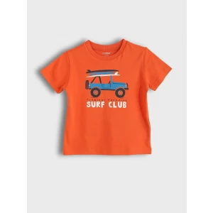 LCW Kids Turuncu Bisiklet Yaka Kısa Kollu Erkek Çocuk Tişört