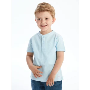 LCW Kids Mavi Hakim Yaka Kısa Kollu Basic Erkek Bebek Tişört