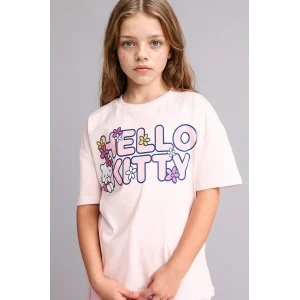 Defacto H3476A8PN671 Pembe Hello Kitty  Relax Fıt Bisiklet Yaka Kısa Kollu Tişört Kız Çocuk