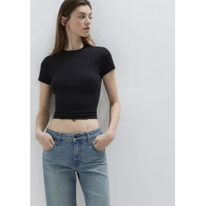 Mavi 1614180-900 Siyah Basic Crop Tişört