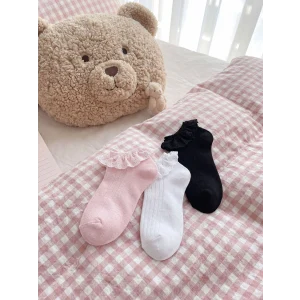 LCW Kids Pembe Dantel Detaylı Kız Çocuk Patik Çorap 3lü