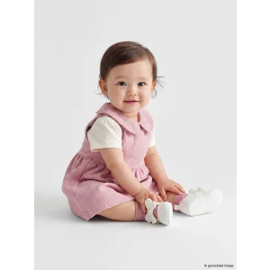 LCW baby Pembe Bebe Yaka Kız Bebek Elbise ve Tişört