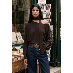 Defacto G7863AXBN130 Kahve Loose Fit Kayık Yaka Tişört