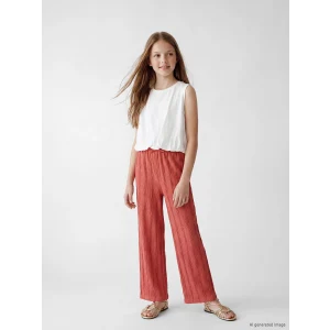 LCW Kids Pembe Kız Çocuk Geniş Paça Dokulu Pantolon