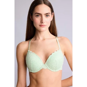 Defacto H3228AXGN1139 Yeşil Dantelli Kaplı Pedli Balenli Tişört Bra