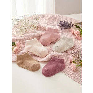 LCW baby Pembe Kaydırmaz Tabanlı Kız Bebek Patik Çorap 5li
