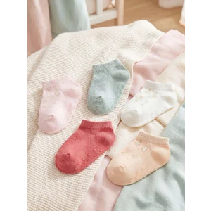 LCW baby Pembe Desenli Kız Bebek Patik Çorap 5li