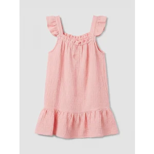 LCW Kids Pembe Kare Yaka Nakışlı Kız Çocuk Müslin Elbise