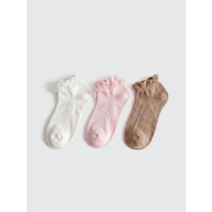 LCW Kids Pembe Kız Bebek Patik Çorap 3lü