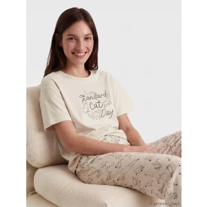 LCW DREAM Karışık Bisiklet Yaka Baskılı Kadın Pijama Takım