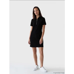 LCW EVERYDAY Siyah Polo Yaka Soft Touch Mini Elbise