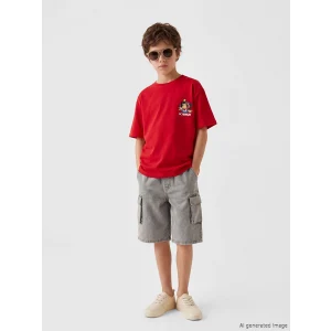 LCW Kids Kırmızı Nostaljik Maymun Baskılı Unisex Çocuk Tişört