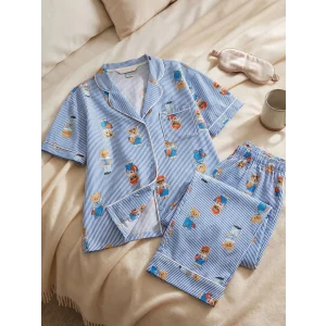 LCW DREAM Ekru Ayı Teddy Baskılı Kadın Pijama Takım