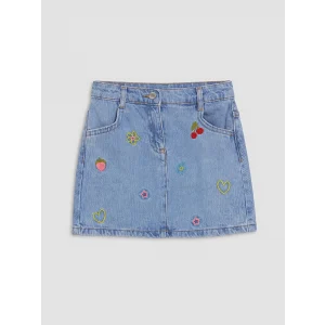 LCW Kids İndigo Nakışlı Kız Çocuk Etek