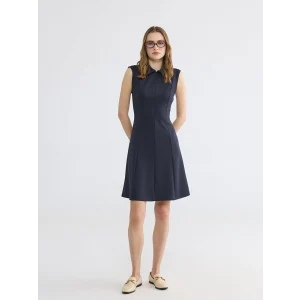 LCWAIKIKI Classic Lacivert Polo Yaka Soft Touch Elbise