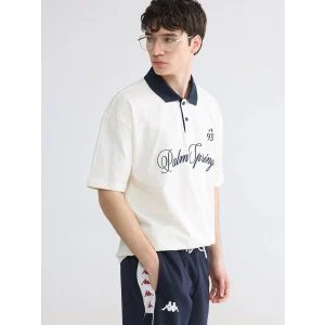 XSIDE Ekru Polo Yaka Nakışlı Erkek Tişört